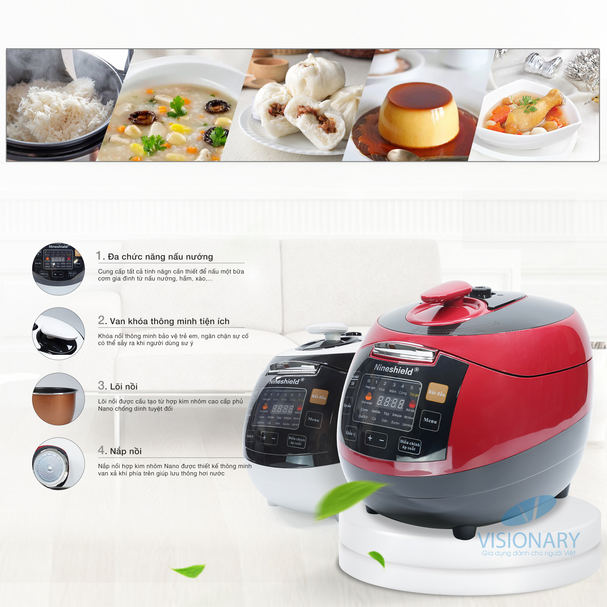 Nồi cơm  áp suất KB-1006 Đỏ