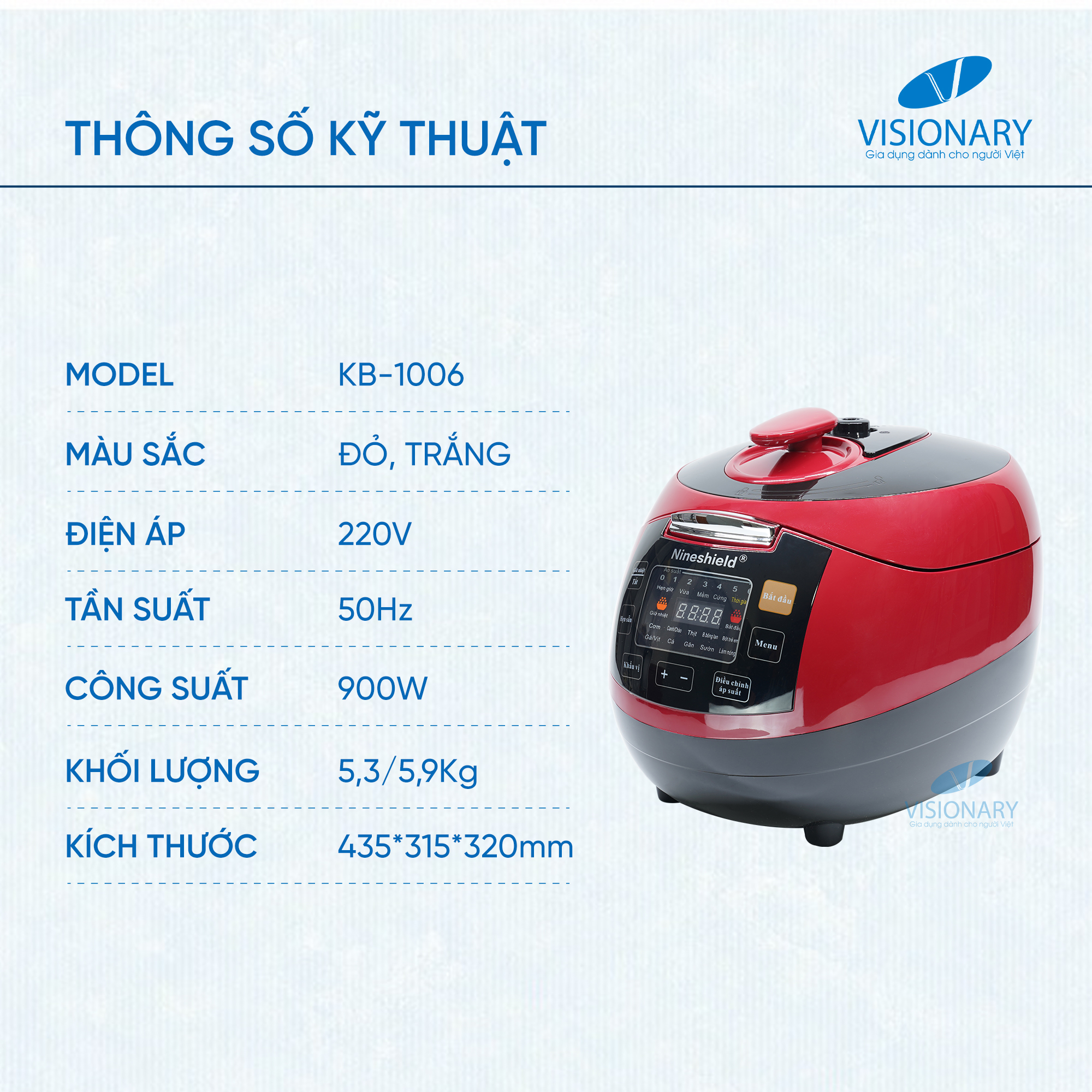 Nồi cơm  áp suất KB-1006 Đỏ